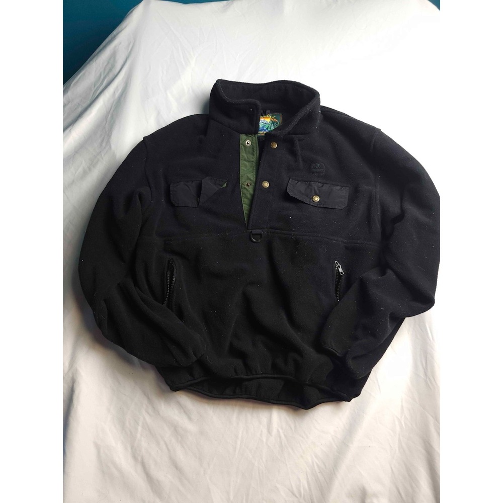 Vintage‎ 90s Hodgman Pullover Mens XXL Black Fleece Mock Neck Outdoorsy Gorpcore